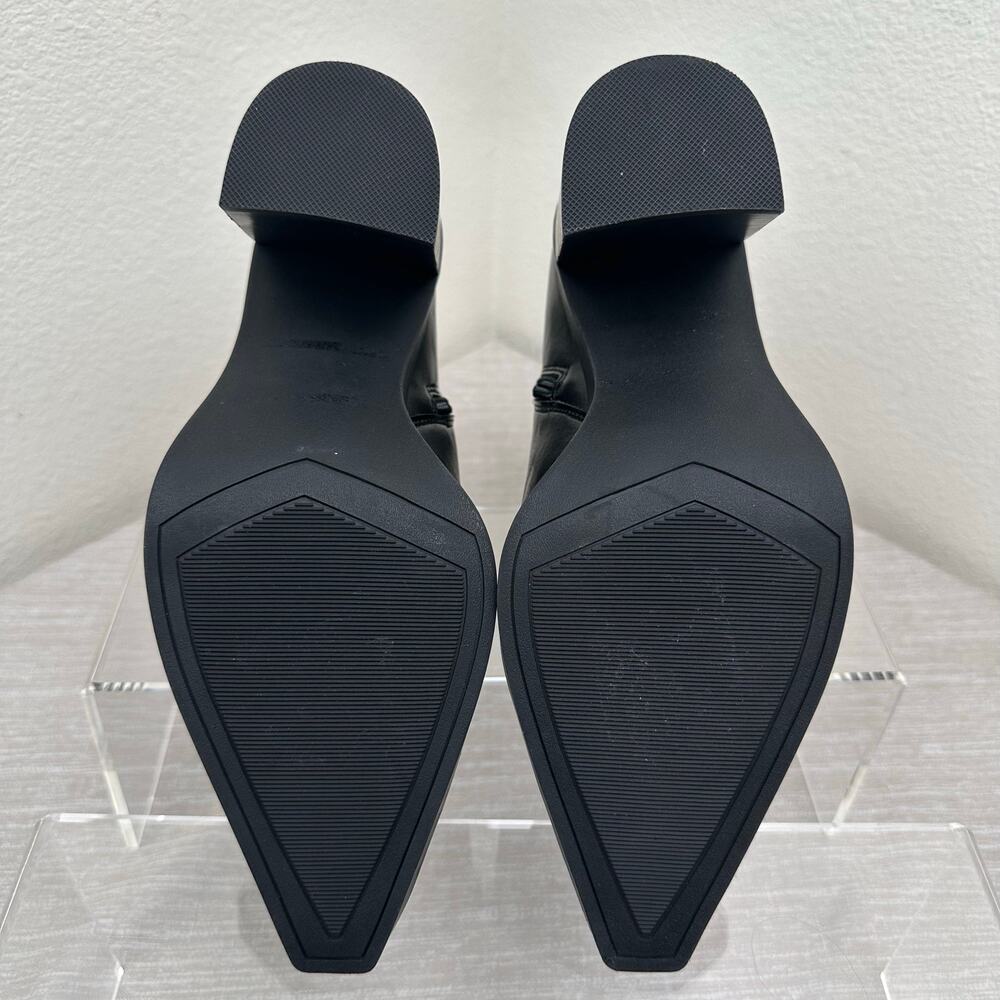 Steve Madden Silvee Ankle Boots Women 9.5M Black Leather Snip Toe Block Heel - Picture 7 of 9